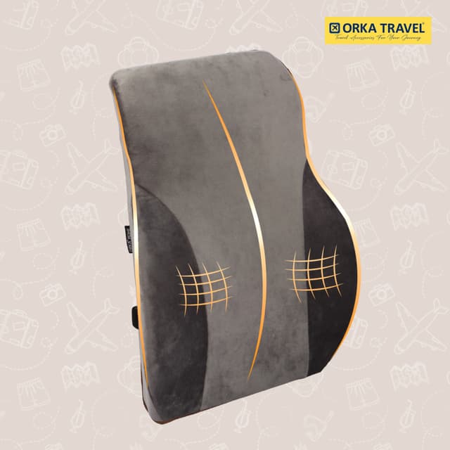ORKA TRAVEL Presto Orthopaedic Mid-Backrest Cushion with Memory Foam (Ortho Backrest) (Grey)