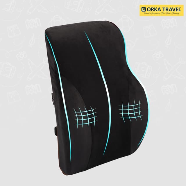 ORKA TRAVEL Presto Orthopaedic Mid-Backrest Cushion with Memory Foam (Ortho Backrest) (Black)