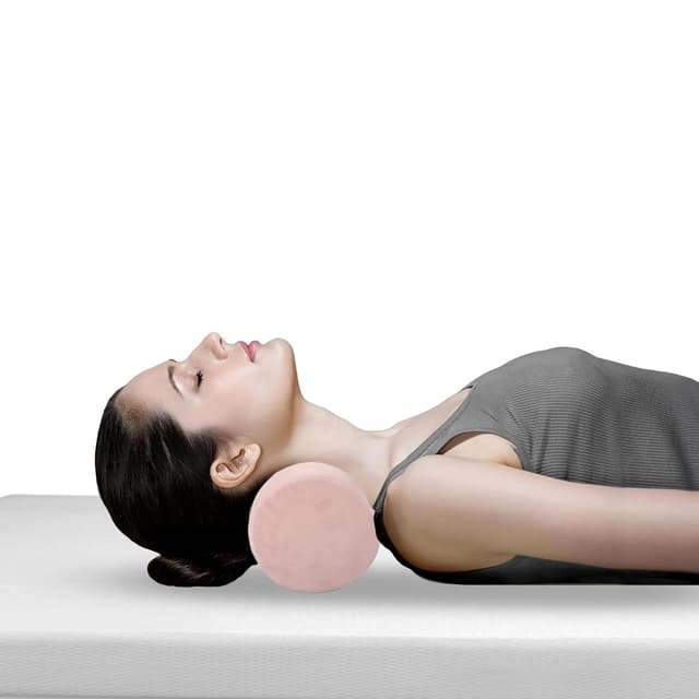 OrkaSleep Cervical Neck Roll Memory Foam Pillow, Bolster Pillow, Round Neck Pillows Support for Sleeping | Bolster Pillow for Bed, Legs, Back and Yoga (Peach)