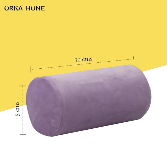 OrkaSleep Cervical Neck Roll Memory Foam Pillow, Bolster Pillow, Round Neck Pillows Support for Sleeping | Bolster Pillow for Bed, Legs, Back and Yoga (Purple)