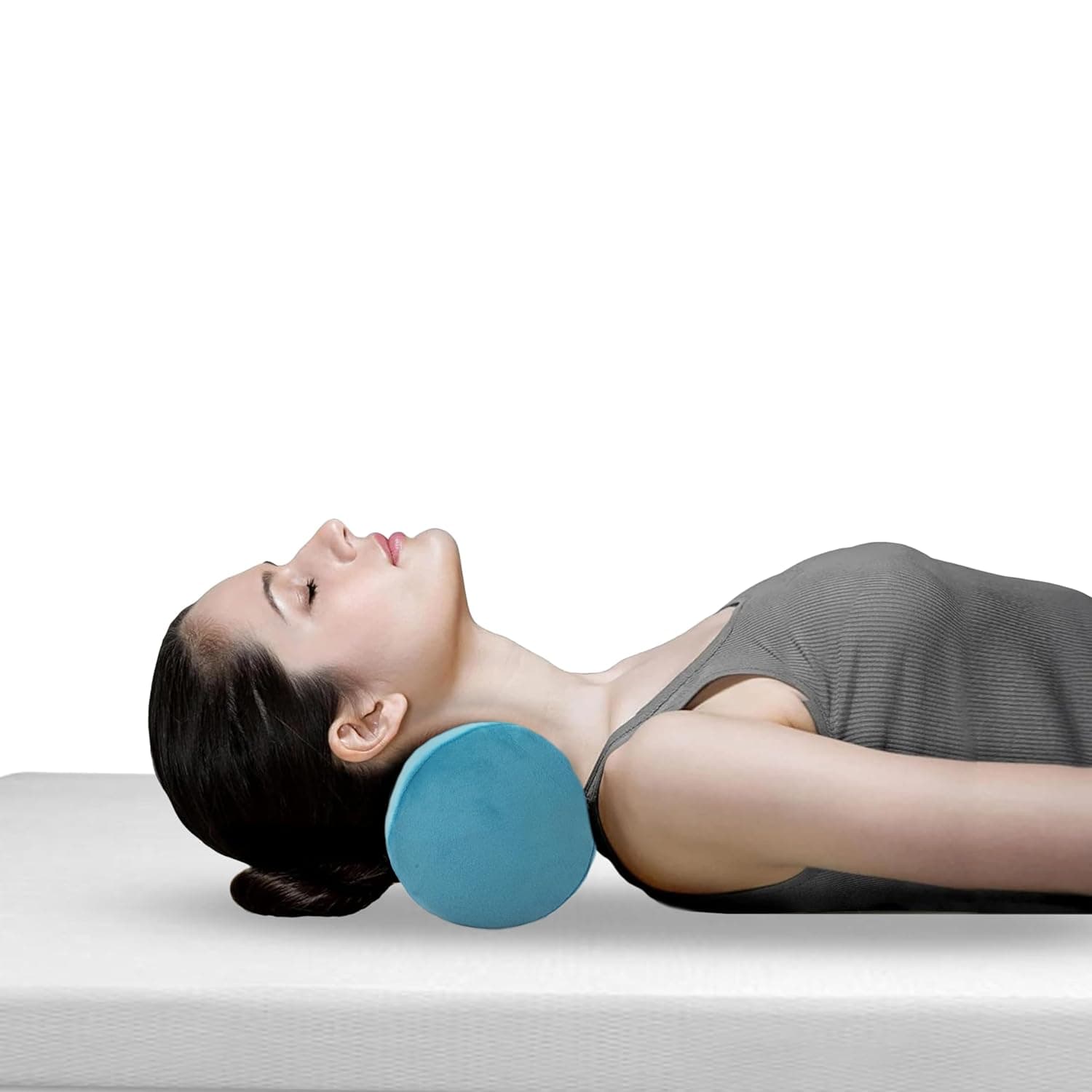 OrkaSleep Cervical Neck Roll Memory Foam Pillow, Bolster Pillow, Round Neck Pillows Support for Sleeping | Bolster Pillow for Bed, Legs, Back and Yoga (Teal) view 2