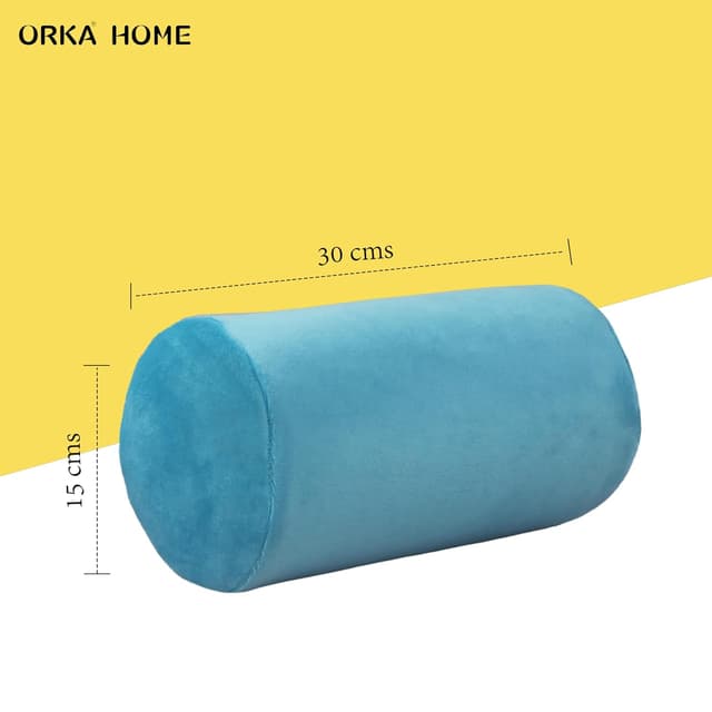 OrkaSleep Cervical Neck Roll Memory Foam Pillow, Bolster Pillow, Round Neck Pillows Support for Sleeping | Bolster Pillow for Bed, Legs, Back and Yoga (Teal)