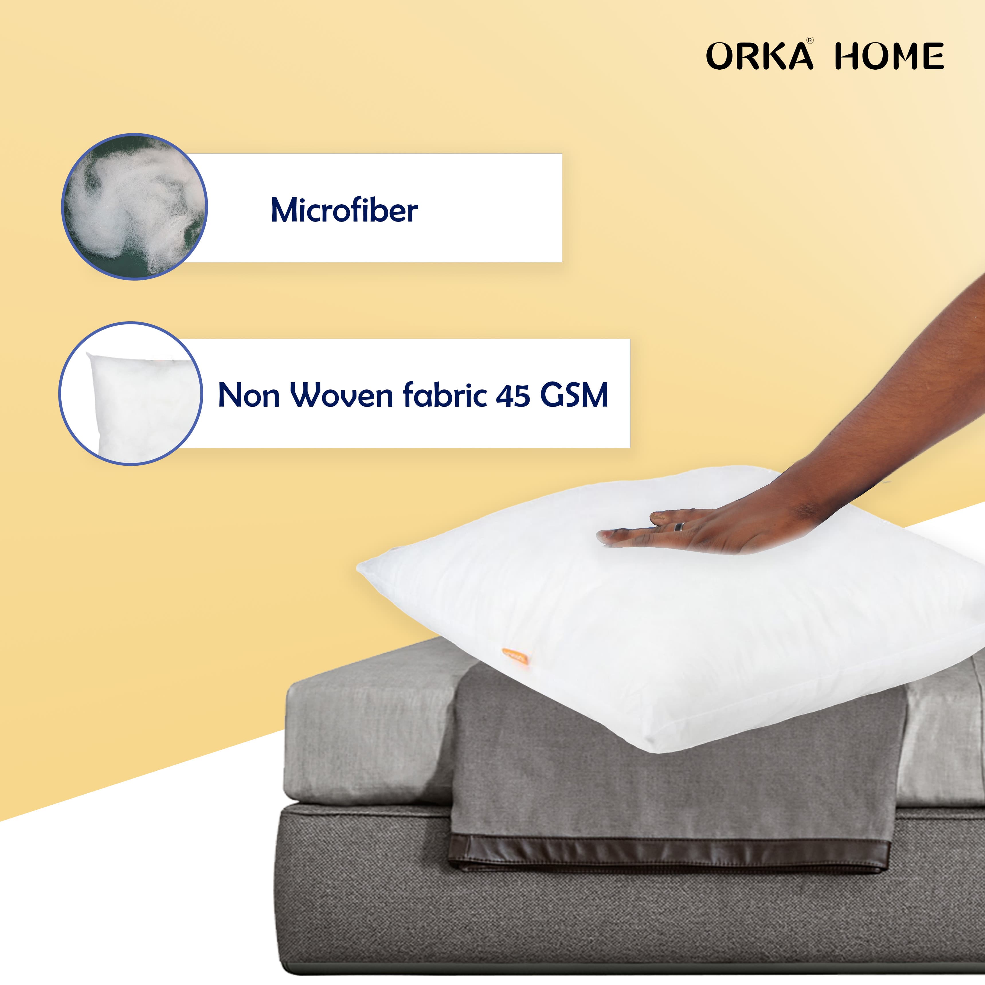 OrkaSleep Cushions | Premium Fibre Sofa Cushions Set of 4 | Cushion 16 inch x 16 inch | Sofa Pillow,Cushion,Cushions for Sofa, Cushion Pillow,Sofa Pillow,Cushions for Bed (Color Off White) view 4