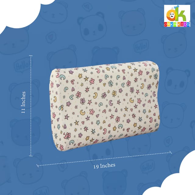 Orka Kids Kids Eco Orthopedic Contour Neck Support Pillow for Sleeping & Shoulder Pain Memory Foam Toons & Characters Orthopaedic Pillow Pack of 1  (Eco Contour Star D5)
