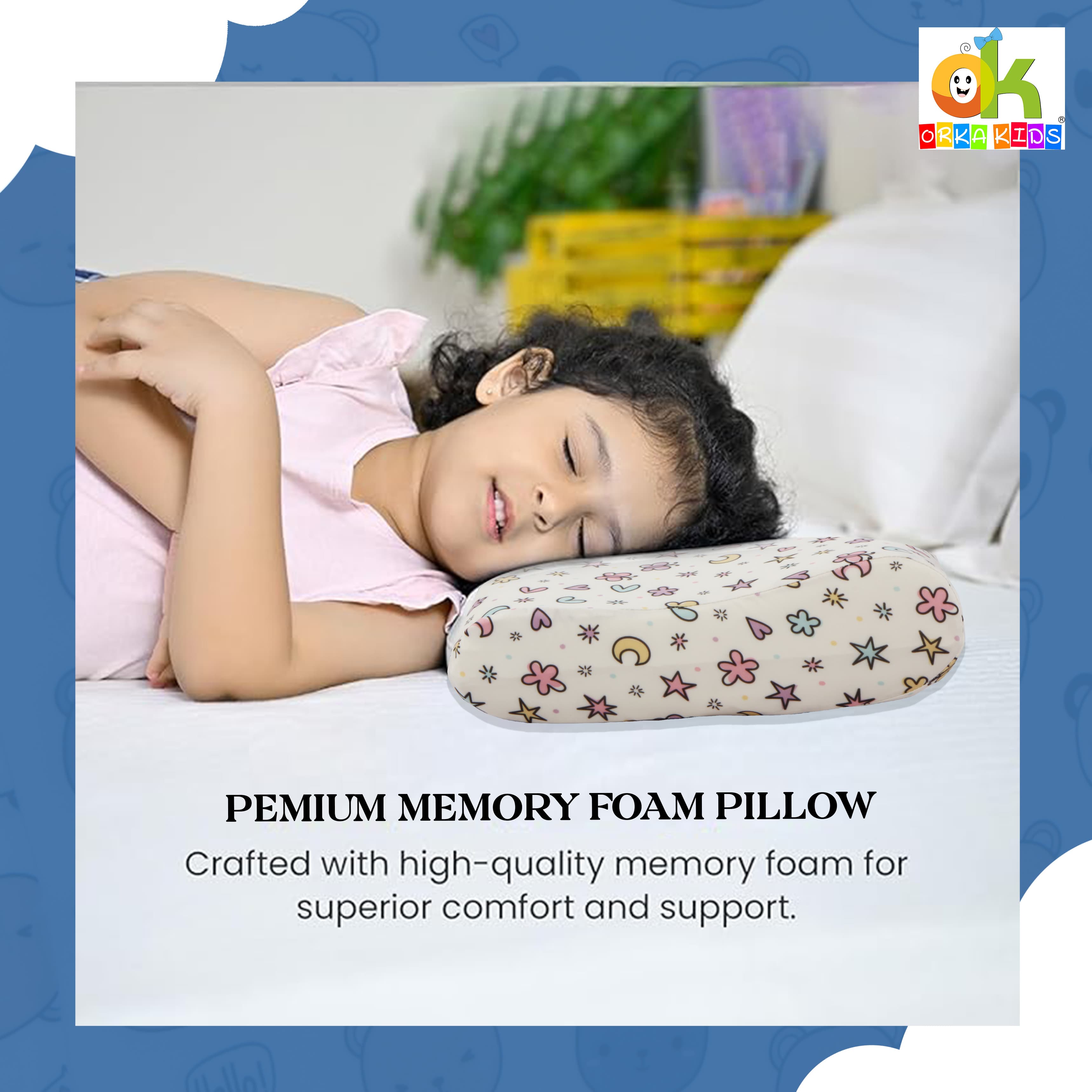 Orka Kids Eco Orthopedic Contour Pillow for Sleeping Stars view 7