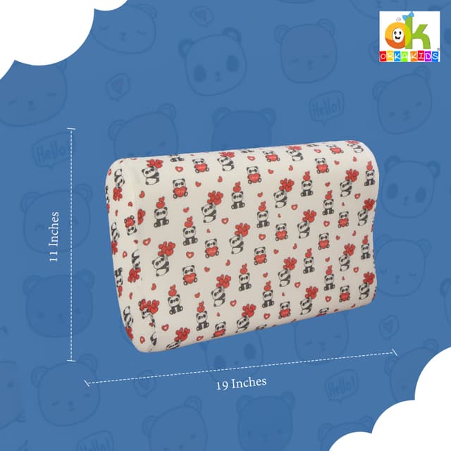 Orka Kids Kids Eco Orthopedic Contour Neck Support Pillow for Sleeping & Shoulder Pain Memory Foam Toons & Characters Orthopaedic Pillow Pack of 1  (Eco Contour Twins Bear D4)