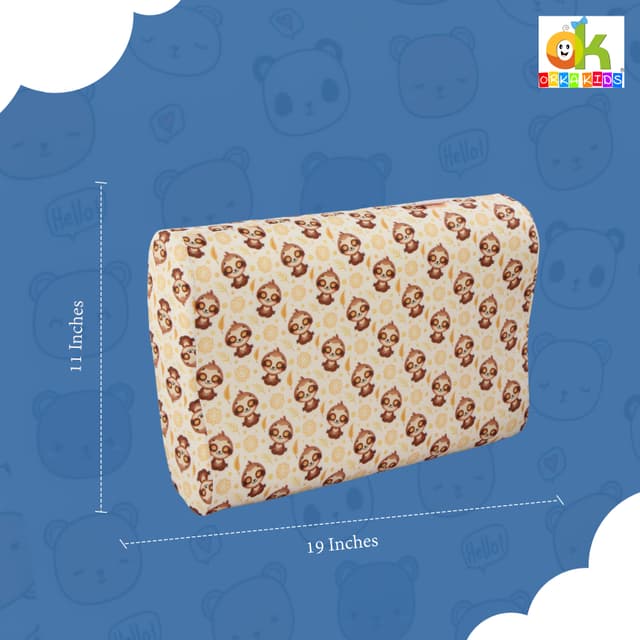 Orka Kids Kids Eco Orthopedic Contour Neck Support Pillow for Sleeping & Shoulder Pain Memory Foam Toons & Characters Orthopaedic Pillow Pack of 1  (Eco Contour Twins Bear D3)