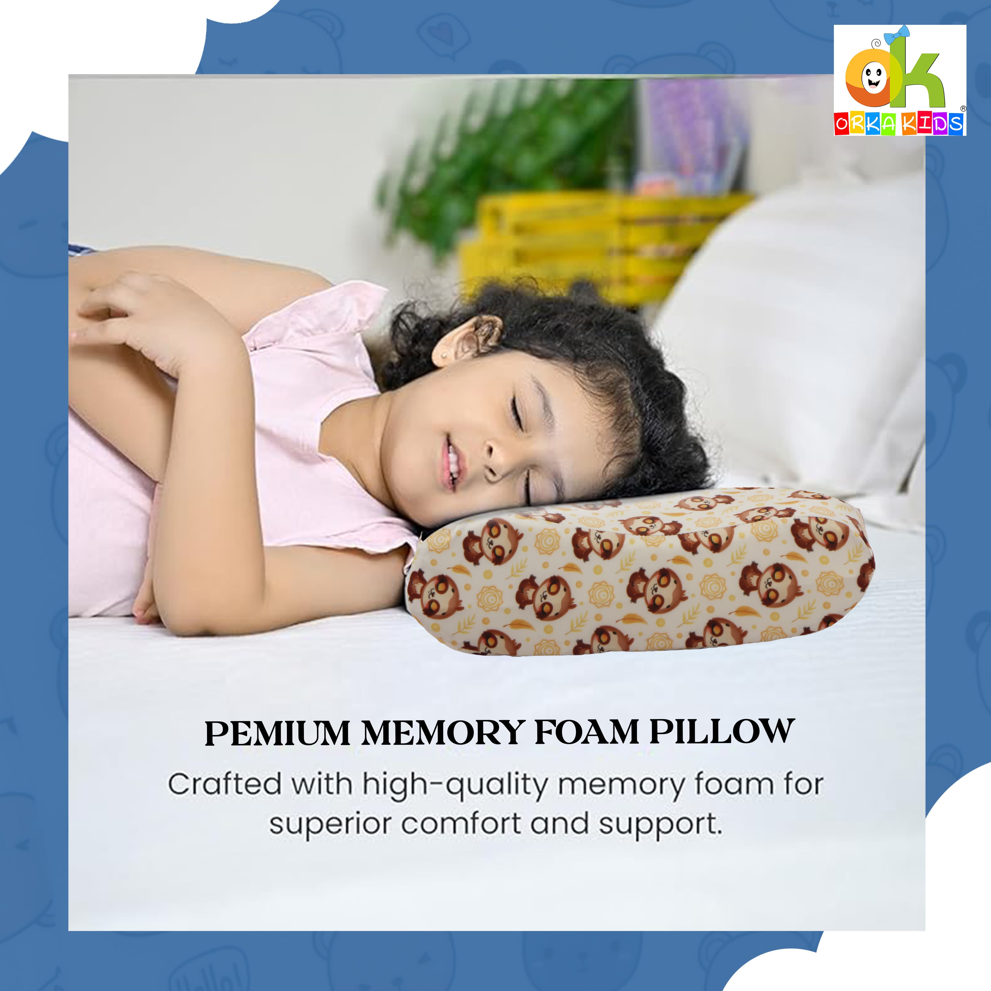 Orka Kids Kids Eco Orthopedic Contour Neck Support Pillow for Sleeping & Shoulder Pain Memory Foam Toons & Characters Orthopaedic Pillow Pack of 1  (Eco Contour Twins Bear D3) view 7