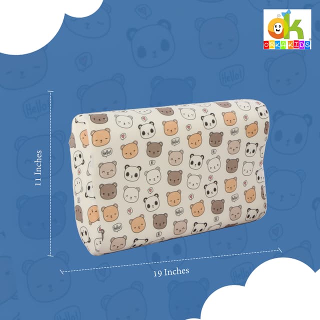 Orka Kids Kids Eco Orthopedic Contour Neck Support Pillow for Sleeping & Shoulder Pain Memory Foam Toons & Characters Orthopaedic Pillow Pack of 1  (Eco Contour Twins Bear D1)
