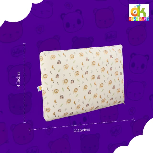 Orka Kids Kids Eco Rectangular Neck Support Pillow for Sleeping & Shoulder Pain Memory Foam Toons & Characters Orthopaedic Pillow Pack of 1  (Lion Toddler)