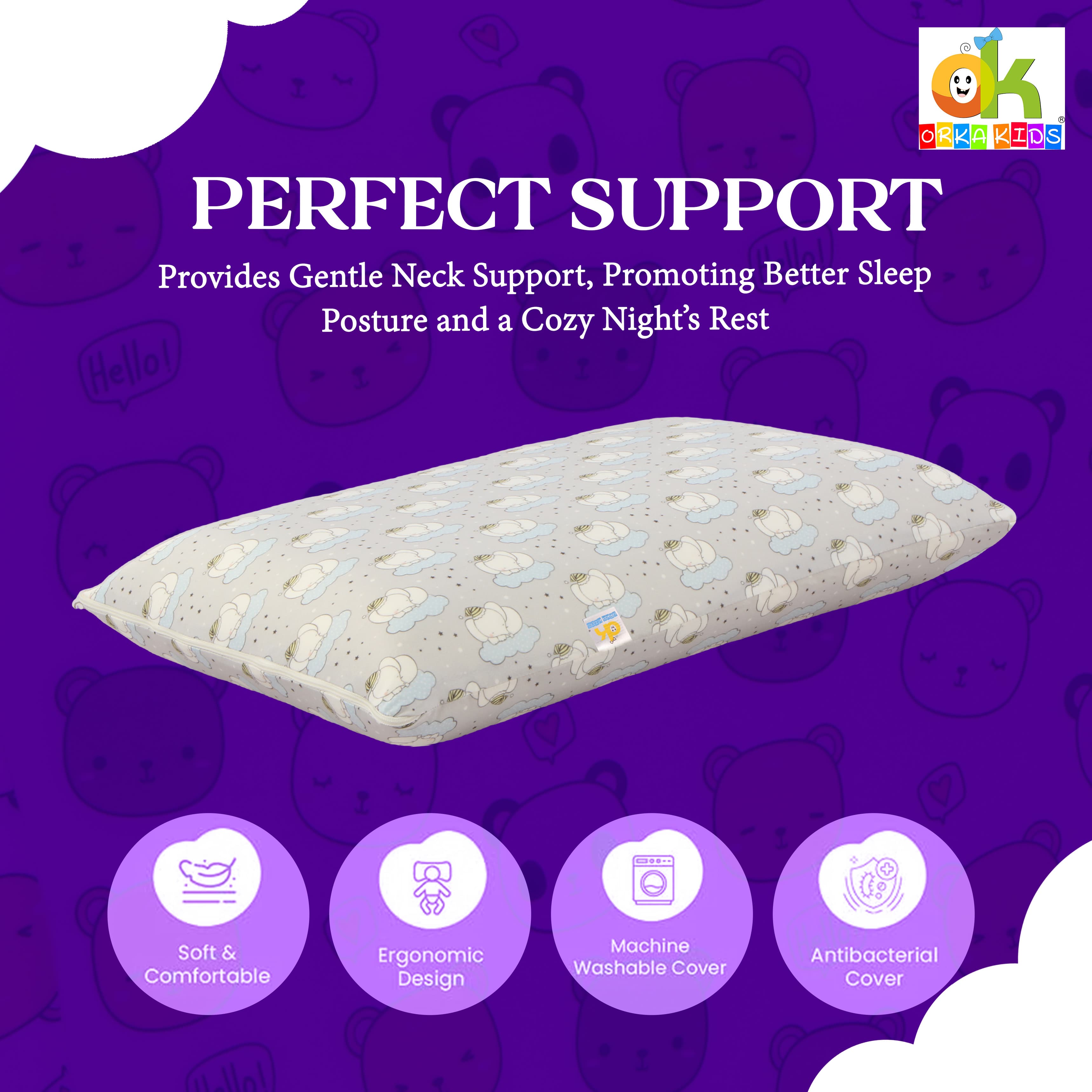 Orka Kids Memory Foam Pillow Sumo Design view 4