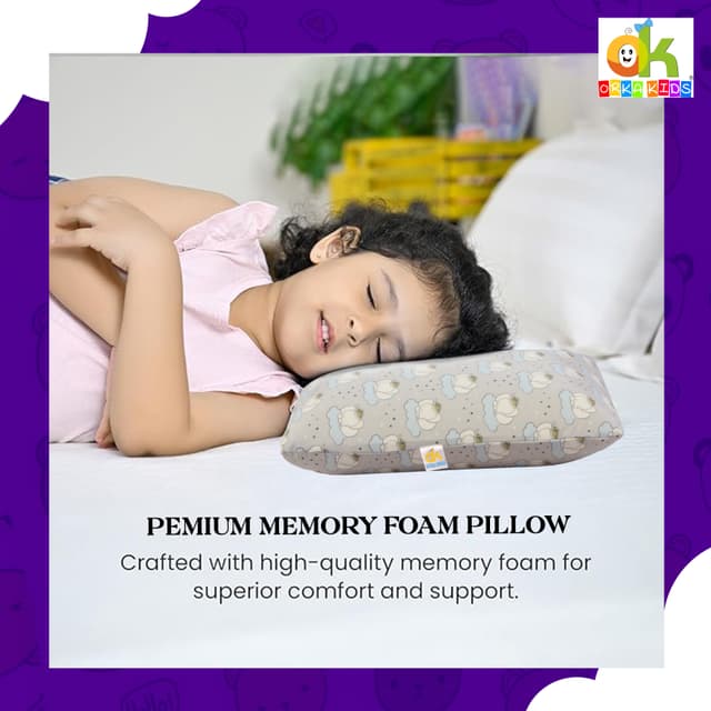 Orka Kids Kids Eco Rectangular Neck Support Pillow for Sleeping & Shoulder Pain Memory Foam Toons & Characters Orthopaedic Pillow Pack of 1  (Ganesh Toddler)