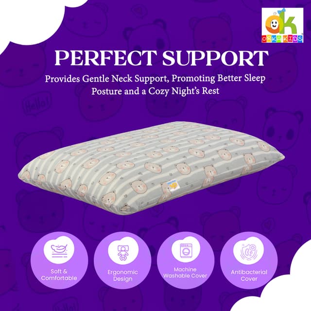 Orka Kids Kids Eco Rectangular Neck Support Pillow for Sleeping & Shoulder Pain Memory Foam Toons & Characters Orthopaedic Pillow Pack of 1  (Little Bunny)