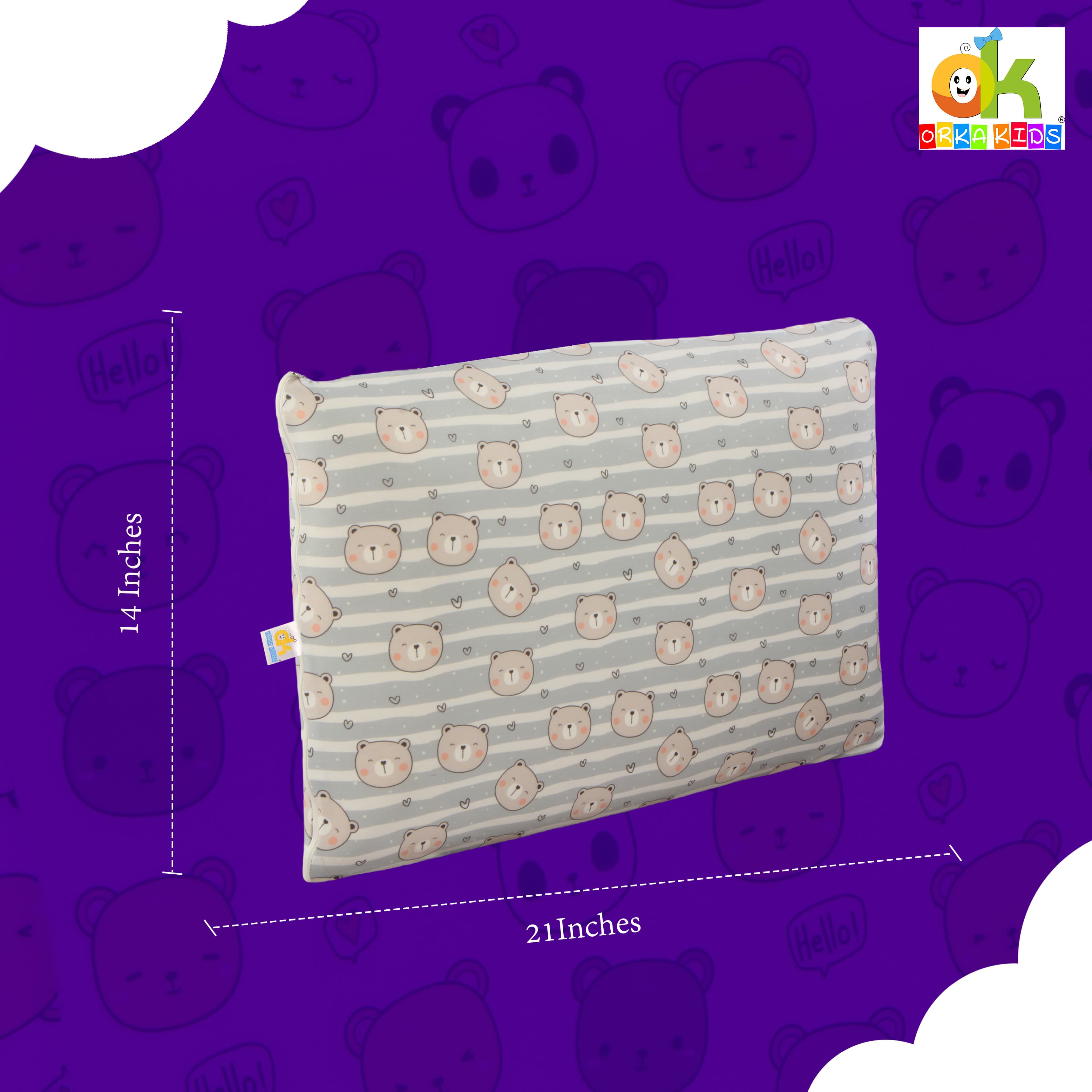 Orka Kids Memory Foam Pillow Bear Design view 7