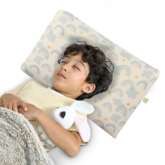Orka Kids Kids Eco Rectangular Neck Support Pillow for Sleeping & Shoulder Pain Memory Foam Toons & Characters Orthopaedic Pillow Pack of 1  (Sunshine&Rainbow)