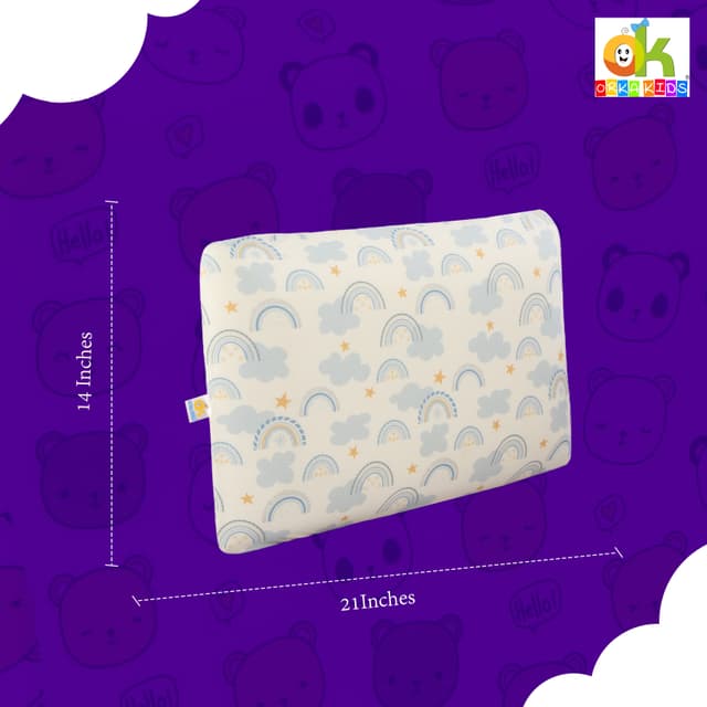 Orka Kids Kids Eco Rectangular Neck Support Pillow for Sleeping & Shoulder Pain Memory Foam Toons & Characters Orthopaedic Pillow Pack of 1  (Sunshine&Rainbow)