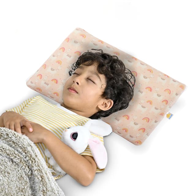 Orka Kids Kids Eco Rectangular Neck Support Pillow for Sleeping & Shoulder Pain Memory Foam Toons & Characters Orthopaedic Pillow Pack of 1  (Rainbows Crib)