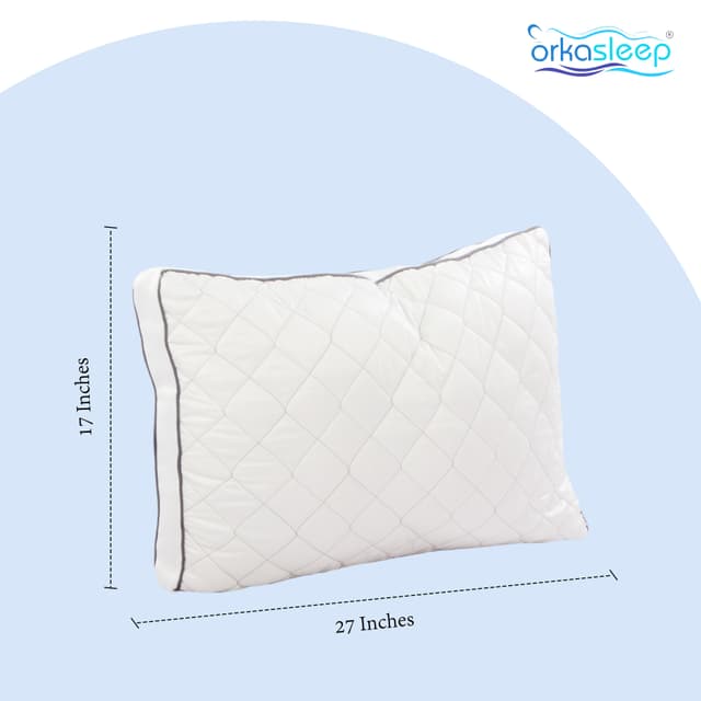 OrkaSleep Luxe Luxurious Microfiber Quilted Polyester Fibre 27x17 inch Microfibre Solid Sleeping Pillow Pack of 2