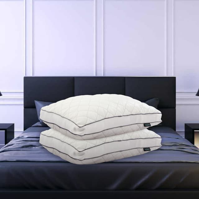 OrkaSleep Luxe Luxurious Microfiber Quilted Polyester Fibre 27x17 inch Microfibre Solid Sleeping Pillow Pack of 2