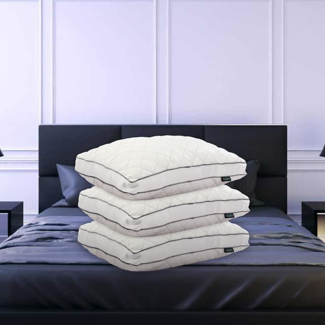 OrkaSleep Luxe Luxurious Microfiber Quilted Polyester Fibre 27x17 inch Microfibre Solid Sleeping Pillow Pack of 3