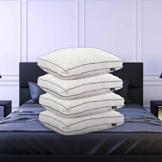 OrkaSleep Luxe Luxurious Microfiber Quilted Polyester Fibre 27x17 inch Microfibre Solid Sleeping Pillow Pack of 4