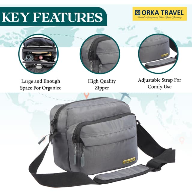 Mini Crossbody Bag, Small Shoulder Bag, Messenger Bag for Cell Phone,Travel,Office,Business, Grey