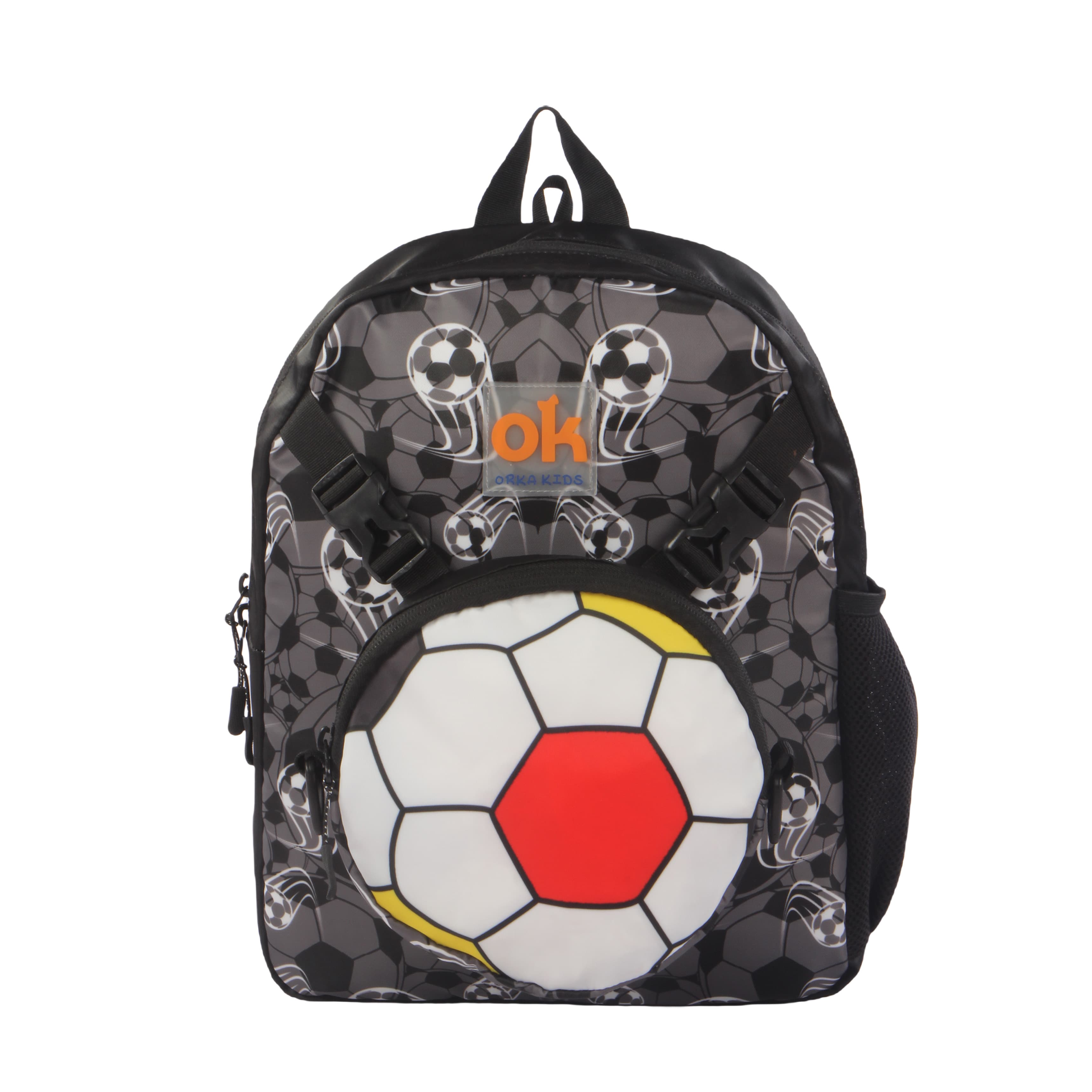 Orka Kids Tiny Tots Toddler Backpack Boys 15 Inch Kids Preschool Kindergarten School Backpack Book Bag for Daycare Nursery Travel with Chest Strap, Fits 2 to 12 years old, (Football Black) view 7