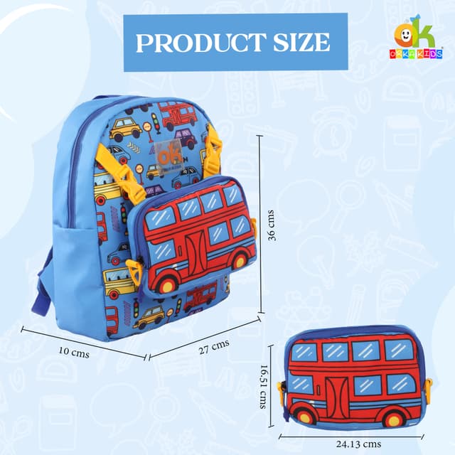 Orka Kids Tiny Tots Toddler Backpack Boys 15 Inch Kids Preschool Kindergarten School Backpac k Book Bag for Daycare Nursery Travel with Chest Strap, Fits 2 to 12 years old, (Jeep Blue)