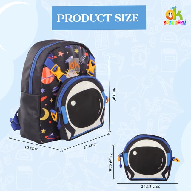 Orka Kids Tiny Tots Toddler Backpack Boys 15 Inch Kids Preschool Kindergarten School Backpack Book Bag for Daycare Nursery Travel with Chest Strap, Fits 2 to 12 years old, (Space Black)