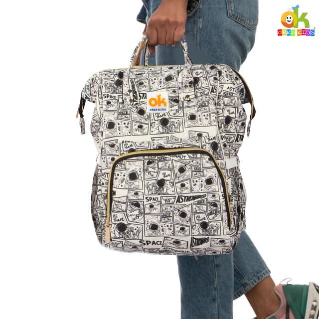 Orka Kids Moms Back Pack Waterproof Mother Bag for Babies, Diaper Bag for Baby, Maternity Travel Backpack Spacious Cushioned Shoulder Strap Many Compartment Multi Utility Large (Astronaut Space)