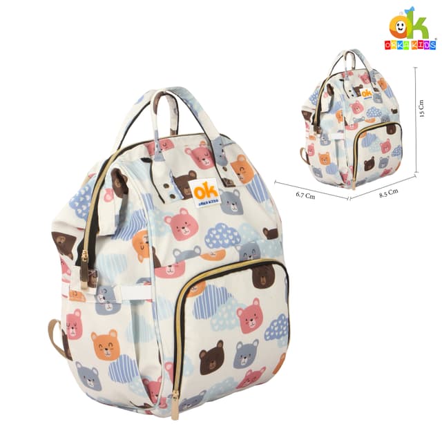 Orka Kids Moms Back Pack Waterproof Mother Bag for Babies, Diaper Bag for Baby, Maternity Travel Backpack Spacious Cushioned Shoulder Strap Many Compartment Multi Utility Large (Cute Teddy Vector)