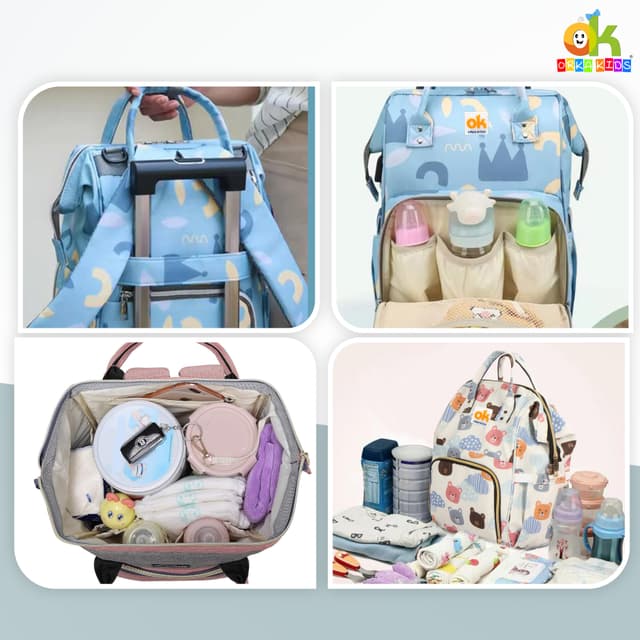Orka Kids Moms Back Pack Waterproof Mother Bag for Babies, Diaper Bag for Baby, Maternity Travel Backpack Spacious Cushioned Shoulder Strap Many Compartment Multi Utility Large (Cute Teddy Vector)