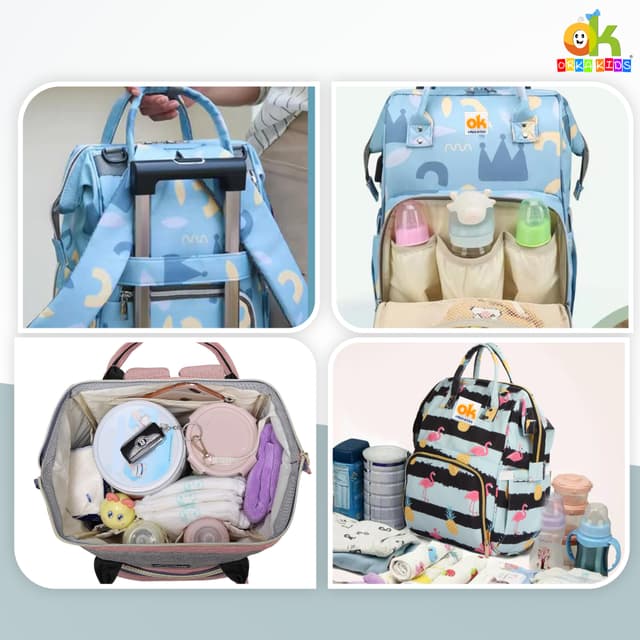 Orka Kids Moms Back Pack Waterproof Mother Bag for Babies, Diaper Bag for Baby, Maternity Travel Backpack Spacious Cushioned Shoulder Strap Many Compartment Multi Utility Large (Flamingo Bird)