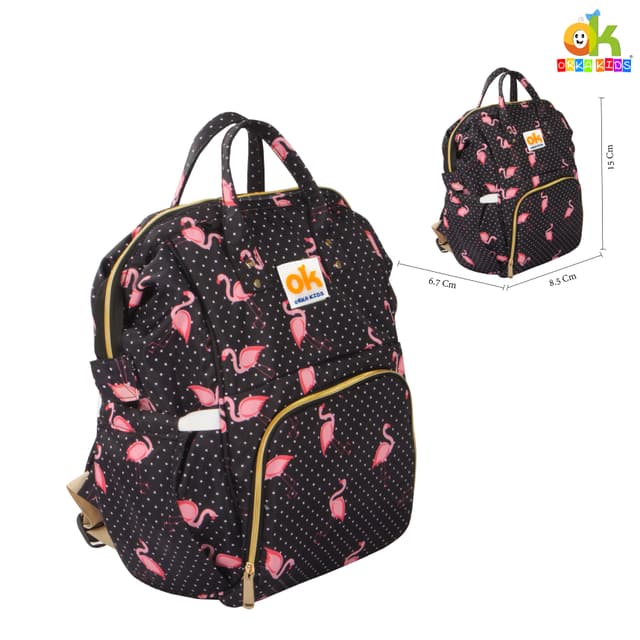 Orka Kids Moms Back Pack Waterproof Mother Bag for Babies, Diaper Bag for Baby, Maternity Travel Backpack Spacious Cushioned Shoulder Strap Many Compartment Multi Utility Large (Flamingo Vectors)