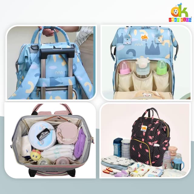 Orka Kids Moms Back Pack Waterproof Mother Bag for Babies, Diaper Bag for Baby, Maternity Travel Backpack Spacious Cushioned Shoulder Strap Many Compartment Multi Utility Large (Flamingo Vectors)