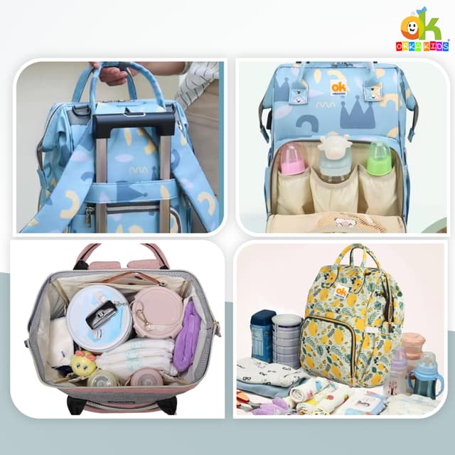 Orka Kids Moms Back Pack Waterproof Mother Bag for Babies, Diaper Bag for Baby, Maternity Travel Backpack Spacious Cushioned Shoulder Strap Many Compartment Multi Utility Large (Lemon Fruits)