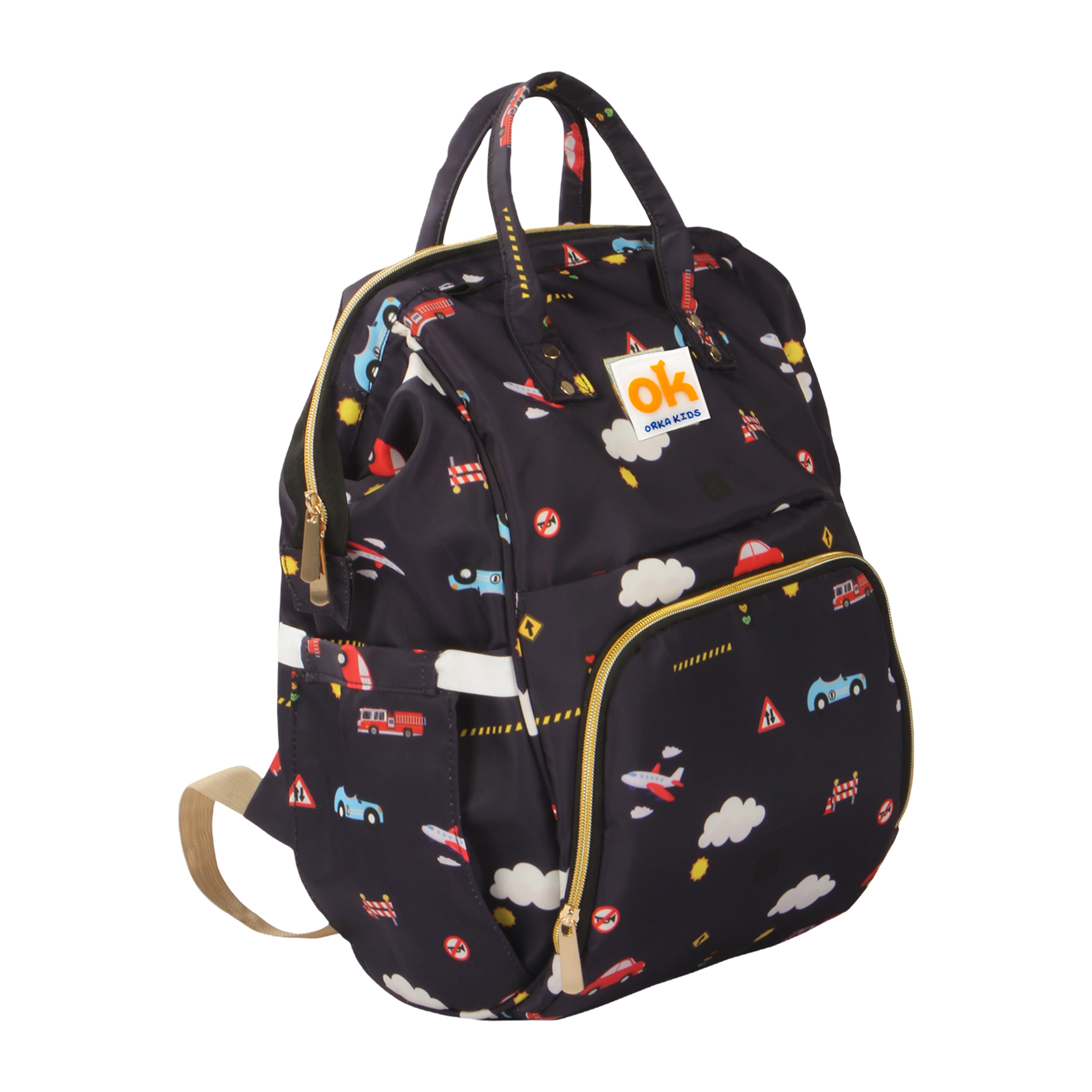 Orka Kids Moms Back Pack Waterproof Mother Bag for Babies, Diaper Bag for Baby, Maternity Travel Backpack Spacious Cushioned Shoulder Strap Many Compartment Multi Utility Large (Plans Car) view 2
