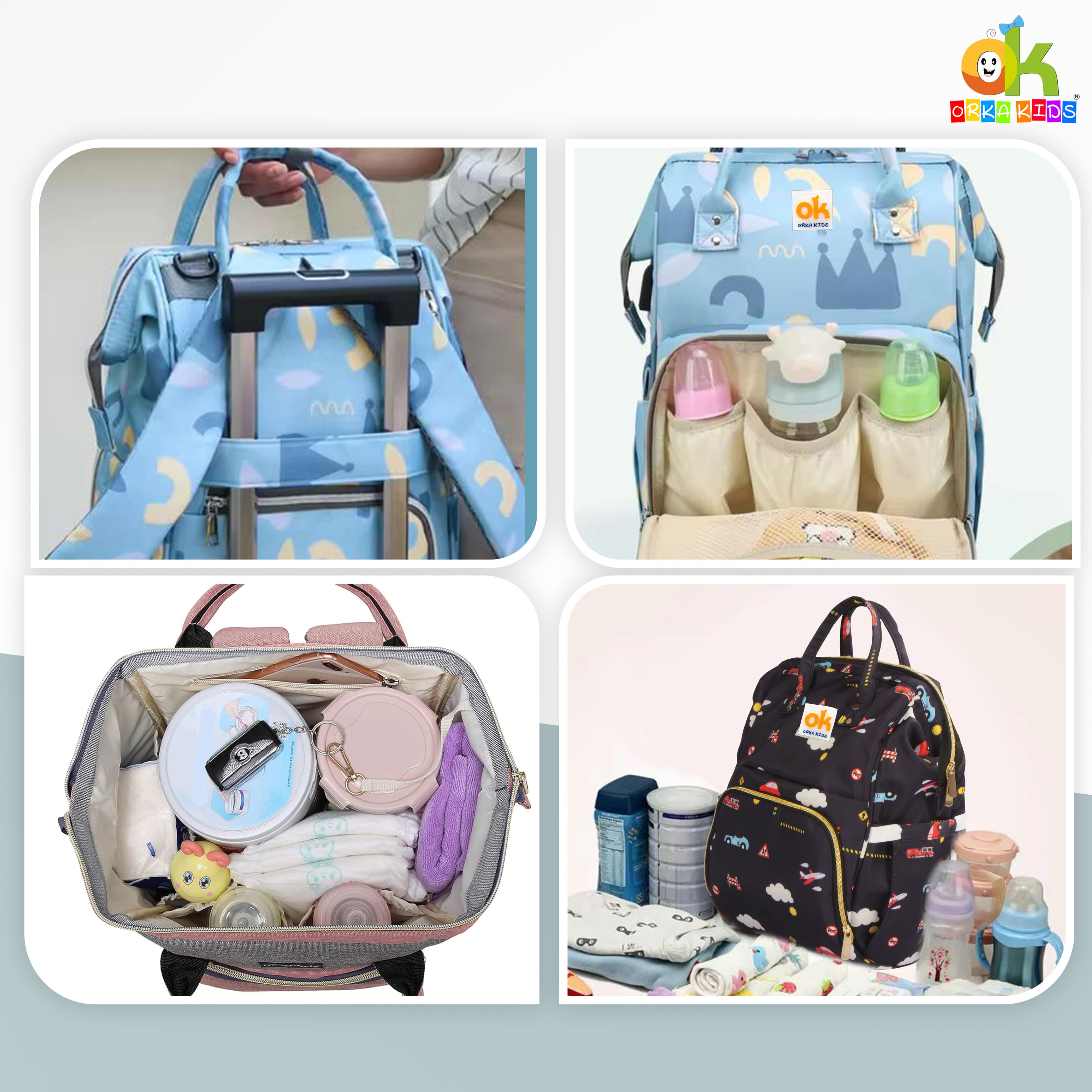 Orka Kids Moms Back Pack Waterproof Mother Bag for Babies, Diaper Bag for Baby, Maternity Travel Backpack Spacious Cushioned Shoulder Strap Many Compartment Multi Utility Large (Plans Car) view 8