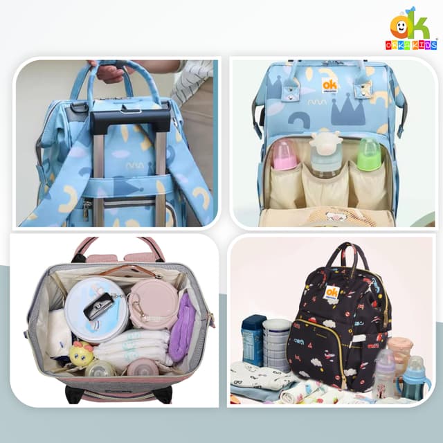 Orka Kids Moms Back Pack Waterproof Mother Bag for Babies, Diaper Bag for Baby, Maternity Travel Backpack Spacious Cushioned Shoulder Strap Many Compartment Multi Utility Large (Plans Car)