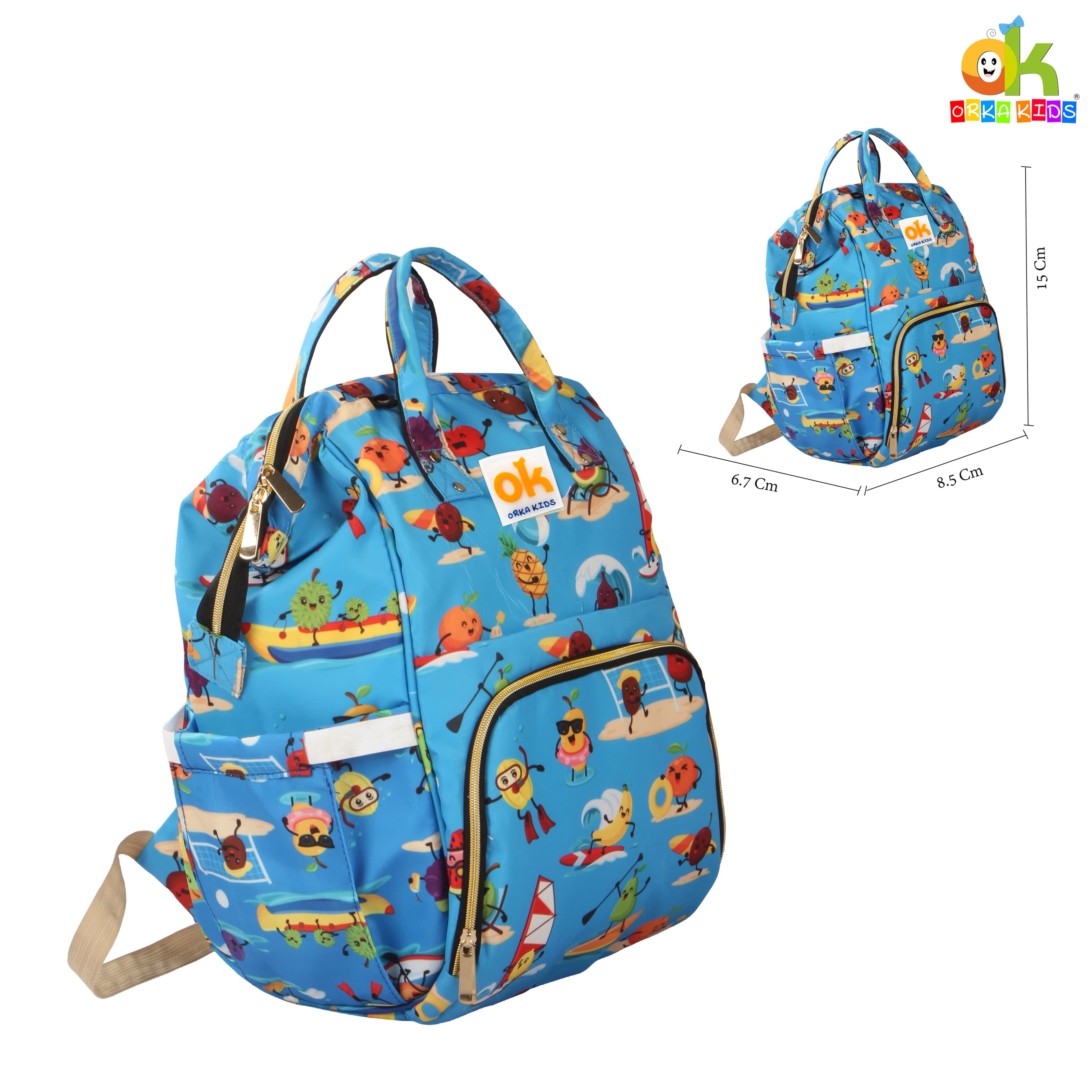 Orka Kids Moms Back Pack Waterproof Mother Bag for Babies, Diaper Bag for Baby, Maternity Travel Backpack Spacious Cushioned Shoulder Strap Many Compartment Multi Utility Large (Vector Cartoons) view 3