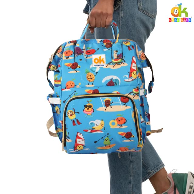 Orka Kids Moms Back Pack Waterproof Mother Bag for Babies, Diaper Bag for Baby, Maternity Travel Backpack Spacious Cushioned Shoulder Strap Many Compartment Multi Utility Large (Vector Cartoons)
