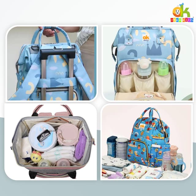 Orka Kids Moms Back Pack Waterproof Mother Bag for Babies, Diaper Bag for Baby, Maternity Travel Backpack Spacious Cushioned Shoulder Strap Many Compartment Multi Utility Large (Vector Cartoons)