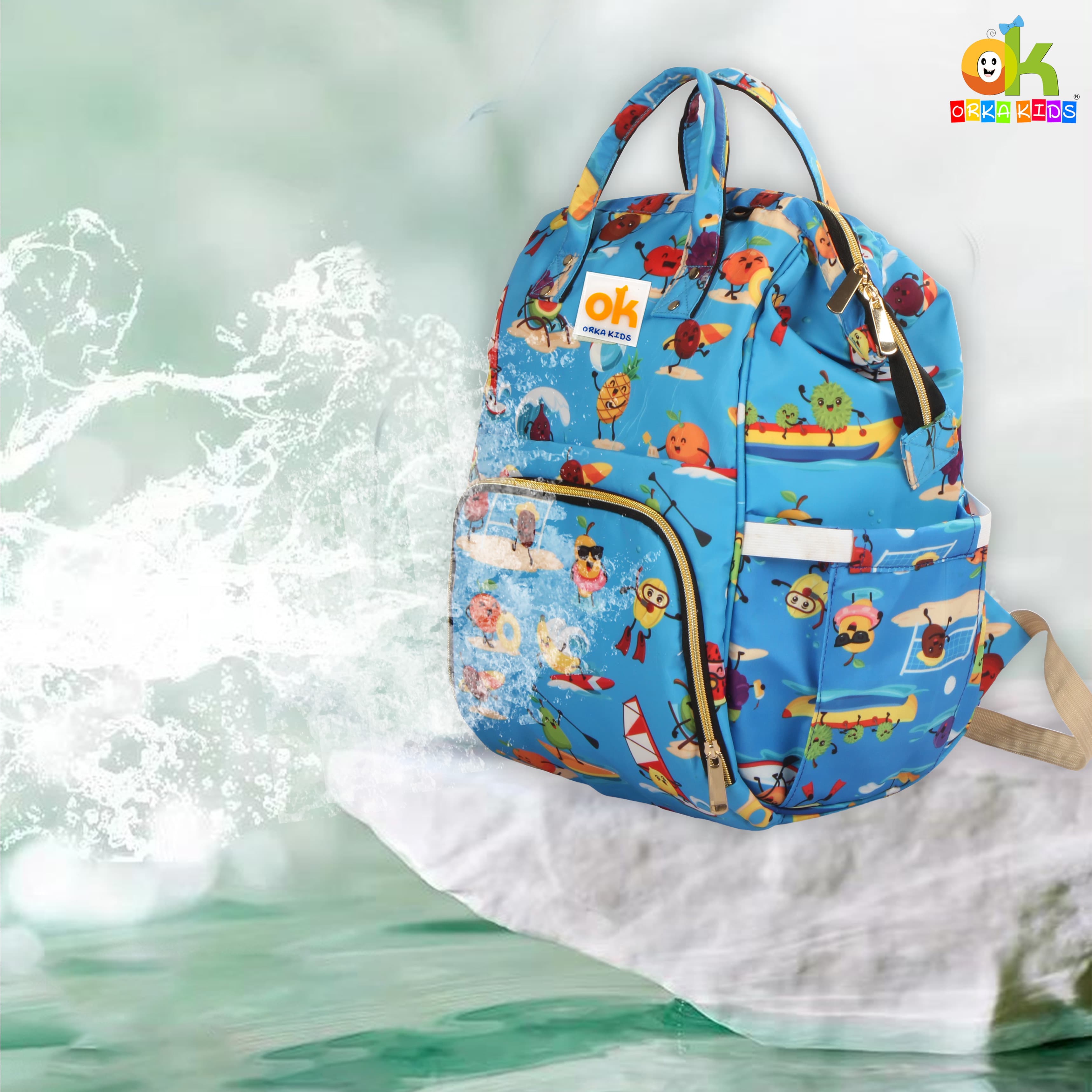 Orka Kids Moms Back Pack Waterproof Mother Bag for Babies, Diaper Bag for Baby, Maternity Travel Backpack Spacious Cushioned Shoulder Strap Many Compartment Multi Utility Large (Vector Cartoons) view 9