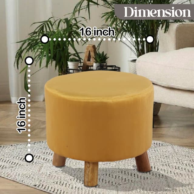 Primrose Velvet Fabric Emily Ottoman - Yellow