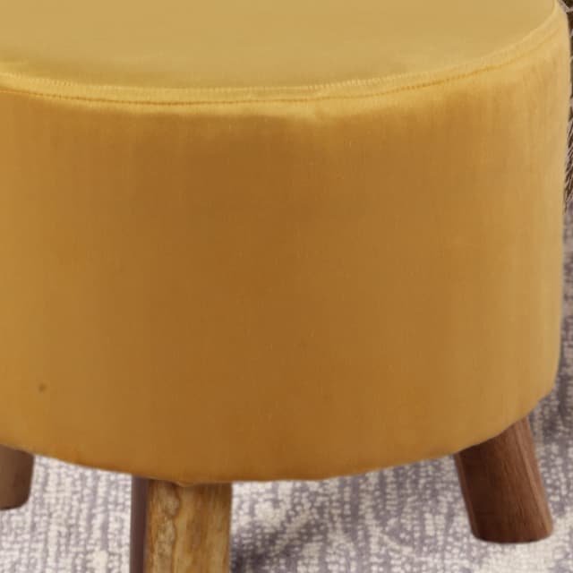 Primrose Velvet Fabric Emily Ottoman - Yellow