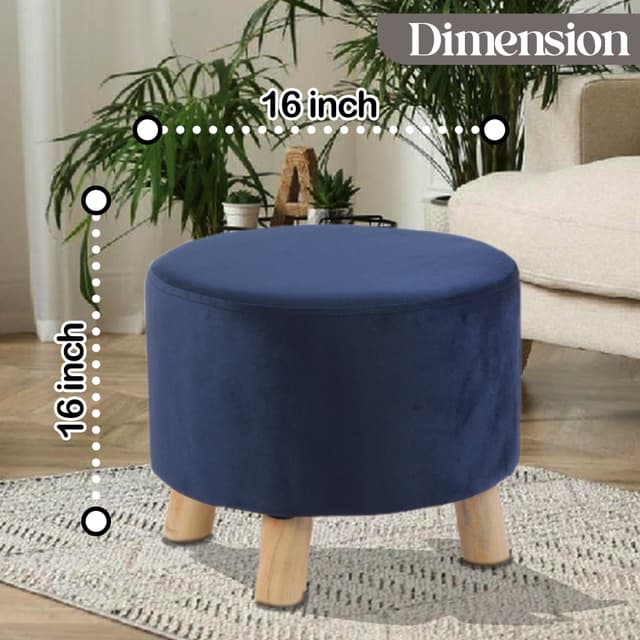 Primrose Velvet Fabric Emily Ottoman - Blue