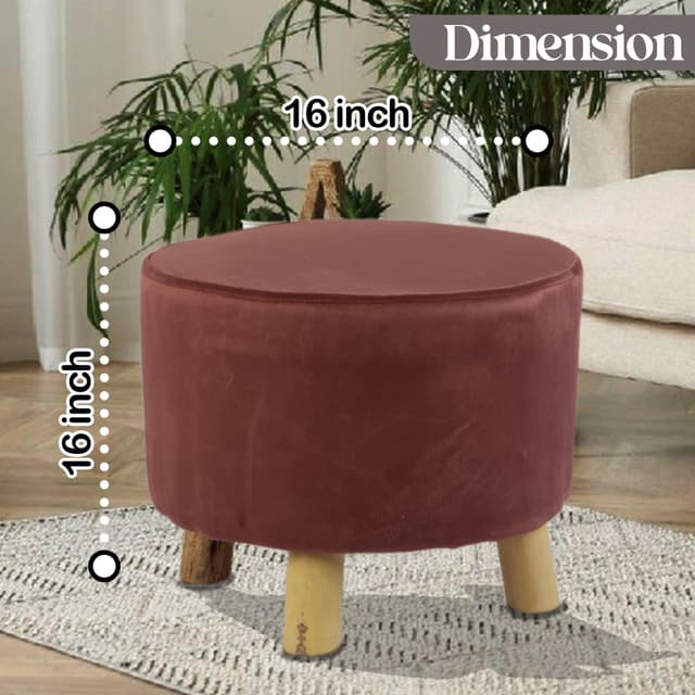 Primrose Velvet Fabric Emily Ottoman - Brown
