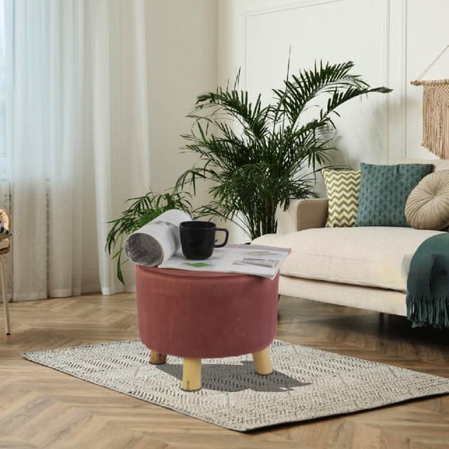 Primrose Velvet Fabric Emily Ottoman - Brown