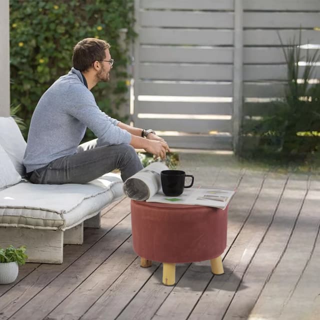 Primrose Velvet Fabric Emily Ottoman - Brown