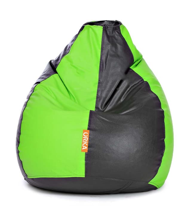 Orka Classic Jumbo Green, Black Color Filled Bean Bag With Beans